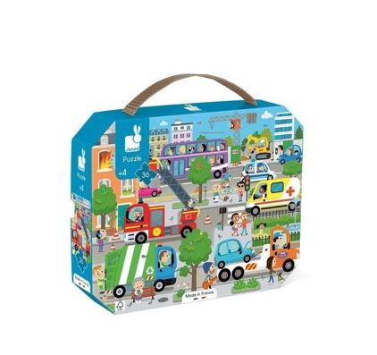 Janod, puzzle, w walizce, Miasto, 36 el.
